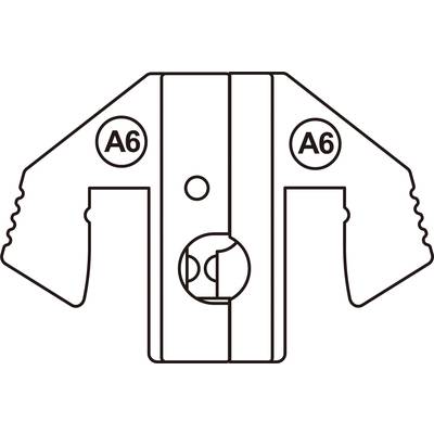 Line drawing of a mechanical component with two symmetrical lateral wings, marked with 'A6'.