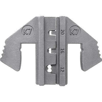 Metal clip with punched markings 'K7', numerical scales '12', '16', '20' for size adjustment or measurement purposes.