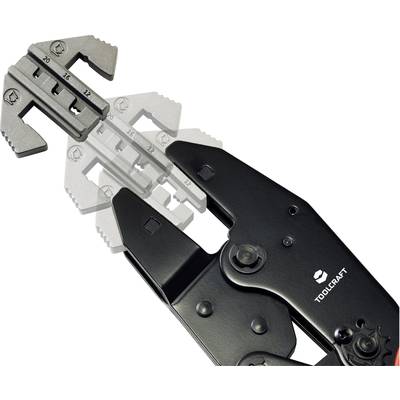 Black TOOLCRAFT crimping pliers with adjustable head. Suitable for various cable sizes.