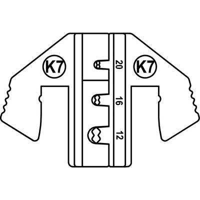 'Shoe size 20 to 16 to 12, Numbers K7' on the image of a multi-point pencil sharpener that shows three different sizes for sharpening.