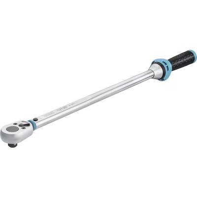 A silver torque wrench with blue and black handle, used for precisely tightening screws and nuts.