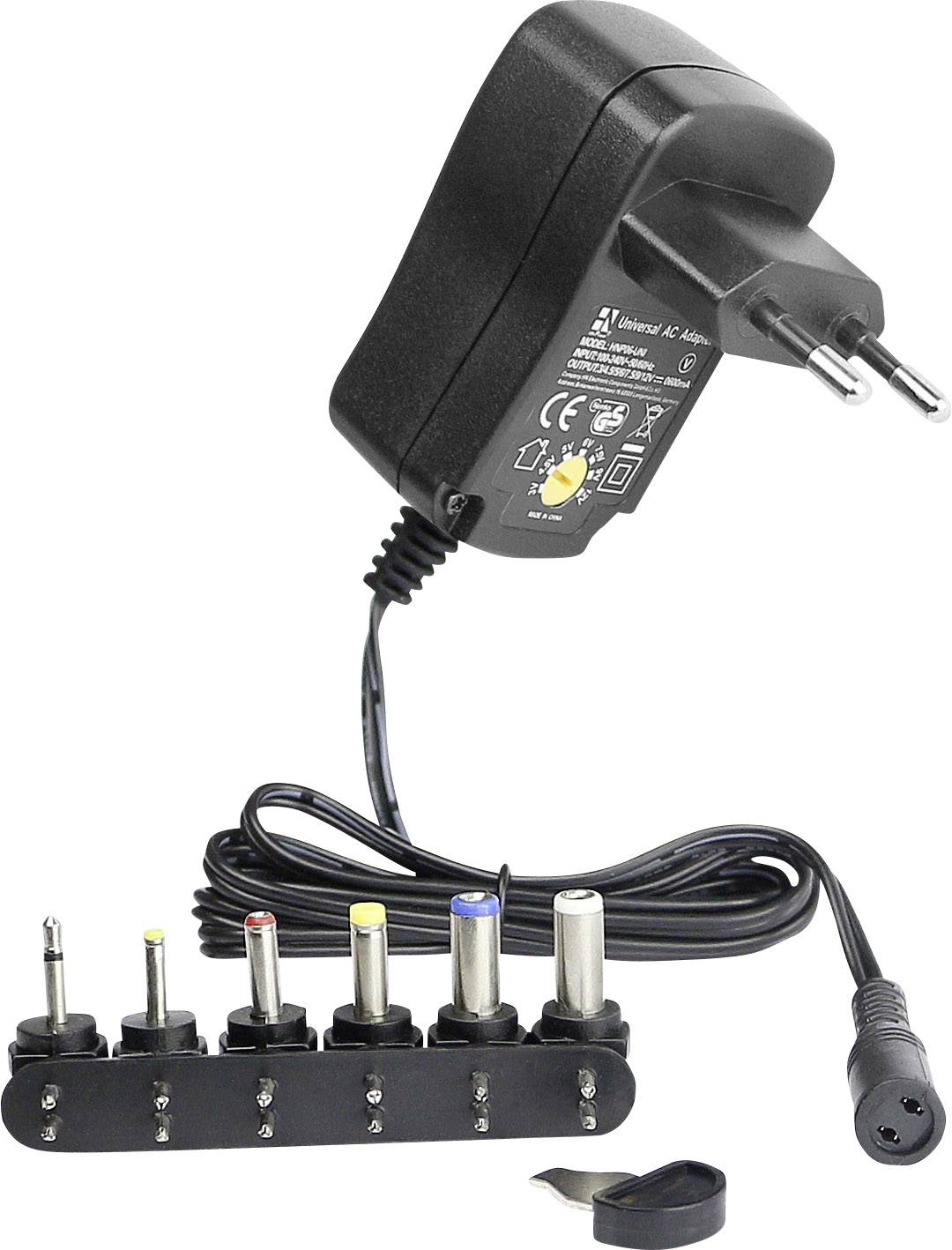 Image of HN Power HNP06-UNI Mains PSU (adjustable voltage) 3 V, 4.5 V, 5 V, 6 V, 7.5 V, 9 V, 12 V 0.6 A 7.2 W