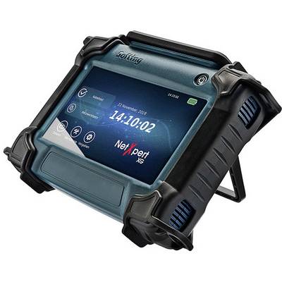 A robust electronic device with a touchscreen displays the date and time. The screen features the 'NexXpert XG' logo.