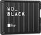 External hard drive enclosure in black with the inscription 'WD_BLACK' and 'P10 Game Drive 2.5'' HDD'. Suitable for gamers.