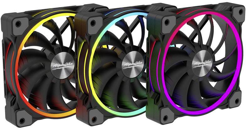 Alpenfoehn Wing Boost 3 ARGB High Speed PWM PC fan Black (W x H x D) 120 x 120 x 25 mm incl. LED lighting