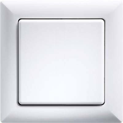 A white light switch on a wall. The switch is square and minimally designed.