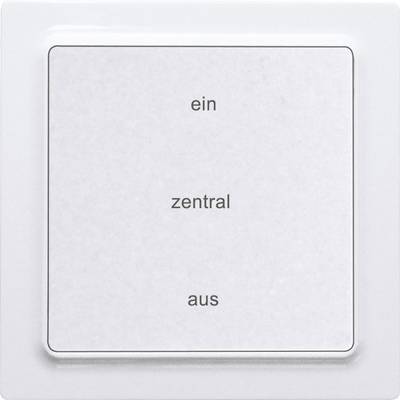 White wall plate with three words: 'one', 'central', 'from', each listed vertically.