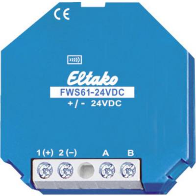 Blue Eltako FWS61-24VDC module, with connections and CE marking.