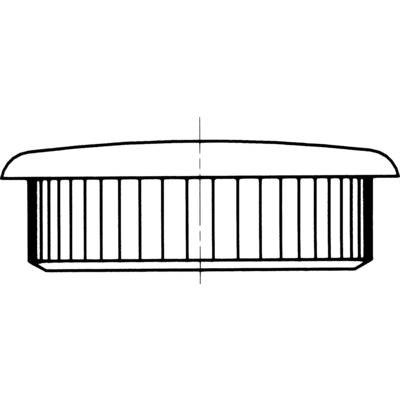 Cross-sectional drawing of a cylindrical structure with rectangular columns and an arched roof.