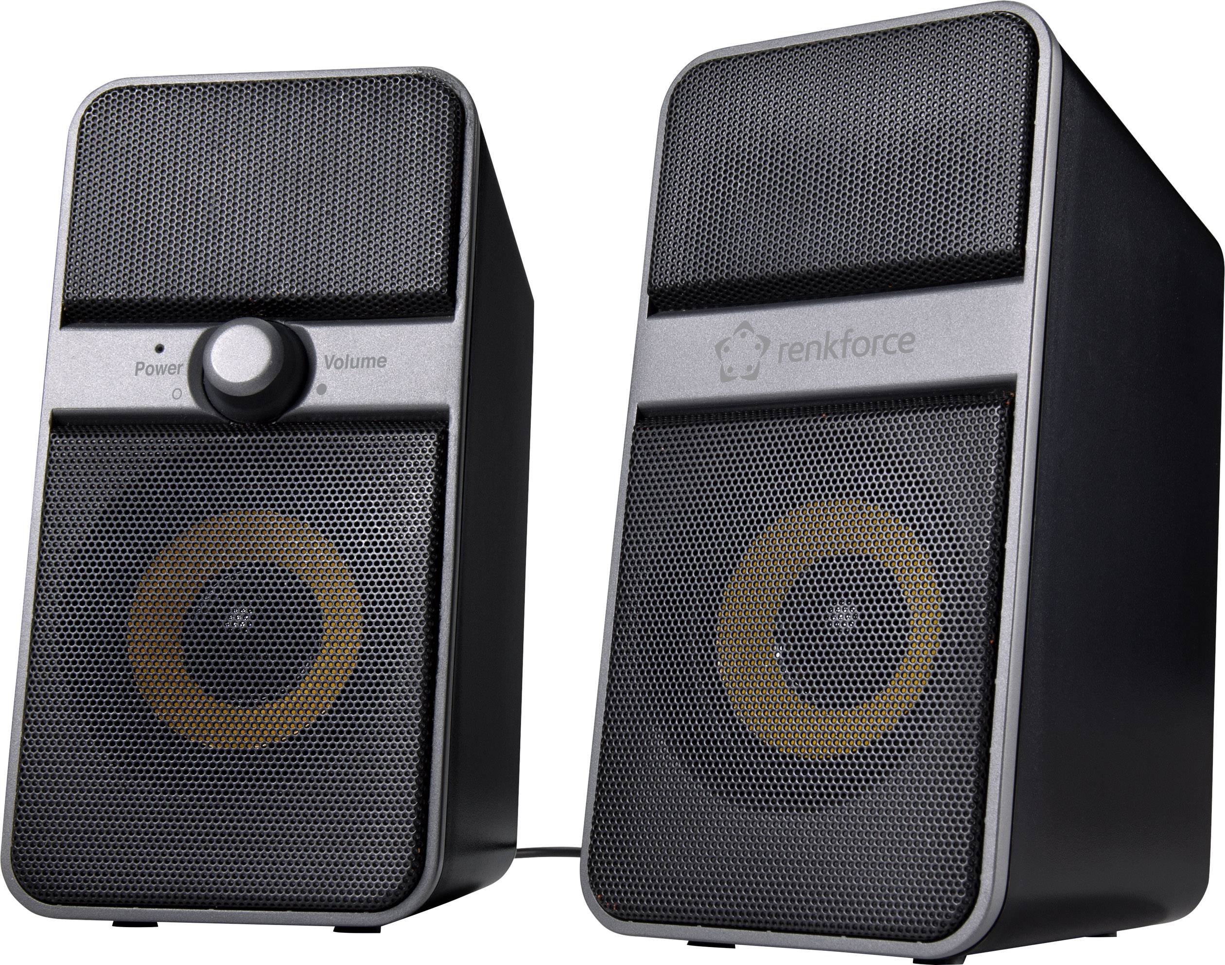 Renkforce 2.0 PC speaker Bluetooth®, Corded 6 W Black, Silver-0