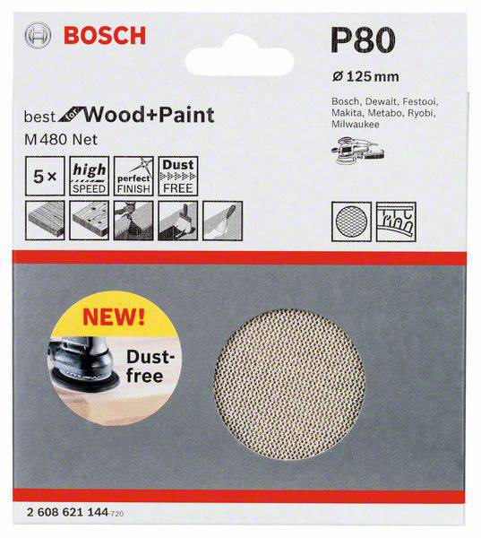 Bosch Accessories 2608621144 Sandpaper sheet Grit size 80 (Ø) 125 mm 5 pc(s)-1