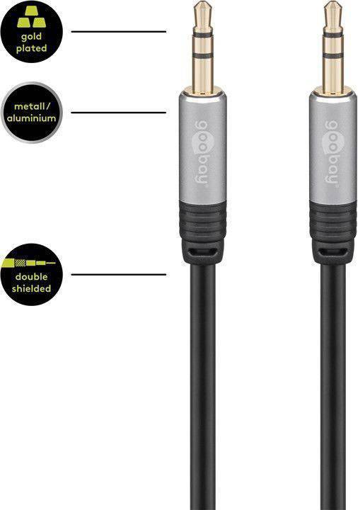 Goobay 79122 Jack Audio/phono Cable [1x Jack plug 3.5 mm - 1x Jack plug 3.5 mm] 1.50 m Black Shielded-1