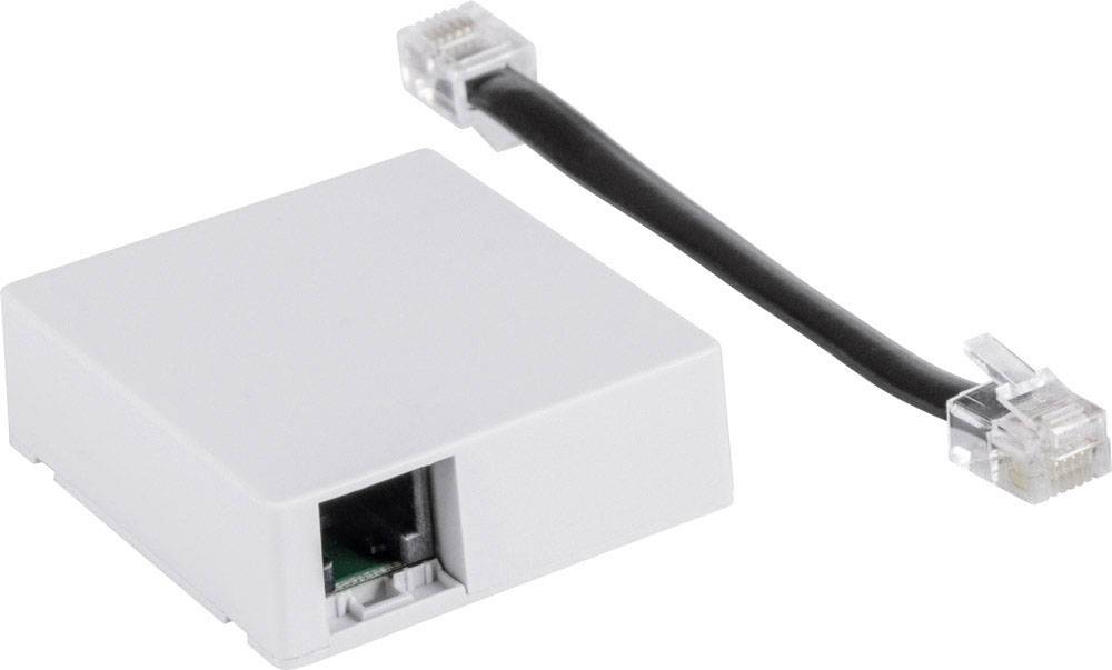 Adaptor with black cable. Used for connecting network devices. Cable sockets visible at both ends.