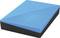 External blue hard drive with diagonal groove pattern on the top surface.