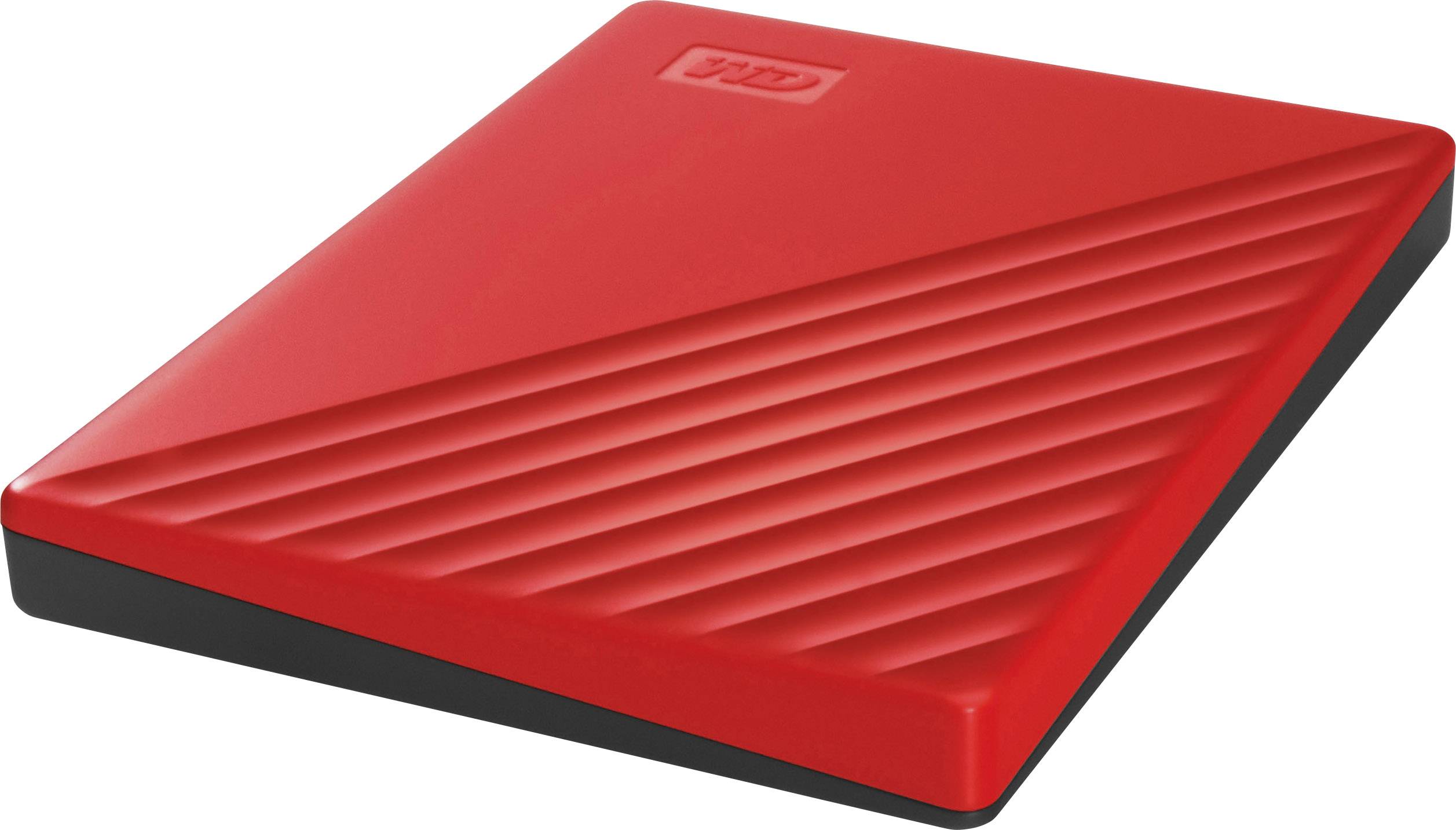External red hard drive with a textured surface. It provides storage space for data and is portable. Ideal for backups.<br><br>(Note: The translation is in British English, maintaining the original meaning and style.)