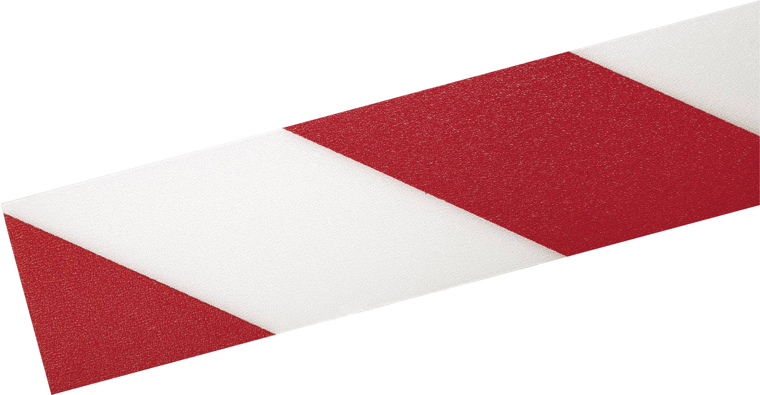 Red and white barrier tape in a diagonal striped pattern.