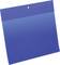 A blue transparent plastic folder with heat-sealed edges and perforations for filing or hanging.