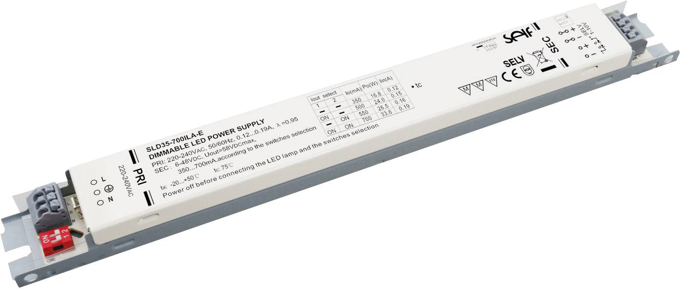 Self Electronics LED driver Constant current 35 W 350 - 700 mA 6 - 48 V DC Suitable for flammable surfaces, Approved for use on furniture, dimmable, Surge protection, Overvoltage 1 pc(s)