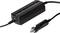 Black vehicle charger with green LED indicator and connection plug. Suitable for the cigarette lighter socket in vehicles.