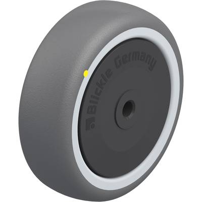 Grey plastic wheel with black hub, inscription 'Blickle Germany'.