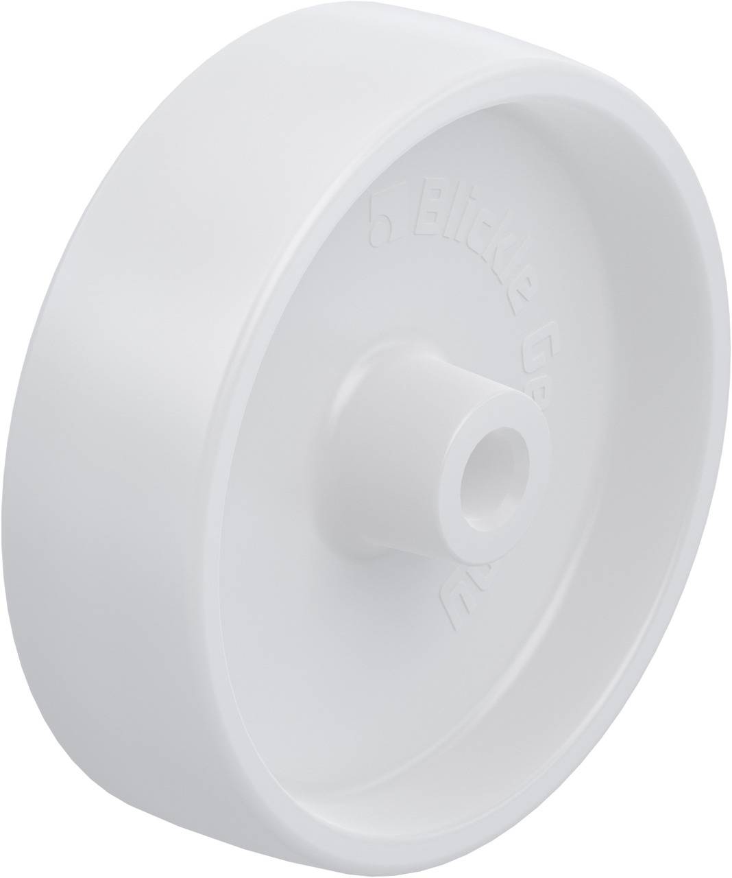 White plastic roll, viewed from the side.