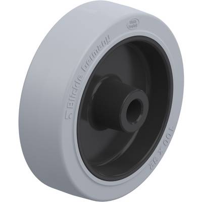 'Grey industrial double wheel with black hub, inscription 'Effektif Germany', diameter: 100 mm.'
