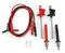 A set of test probes and cables in red and black, apparently accessories for electrical testing devices or multimeters.