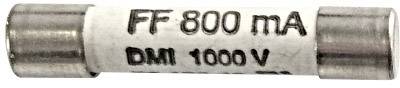 A cylindrical glass fuse tube marked 'FF 800 mA' and 'DM 1000 V', suitable for electrical overcurrent protection applications.