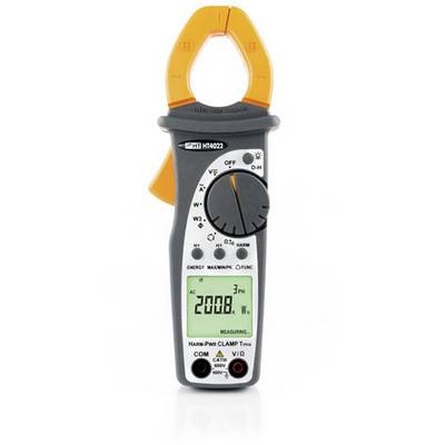 Digital clamp meter with LCD display, showing a reading of 200.8. Device in grey and orange colours with multiple switch positions.