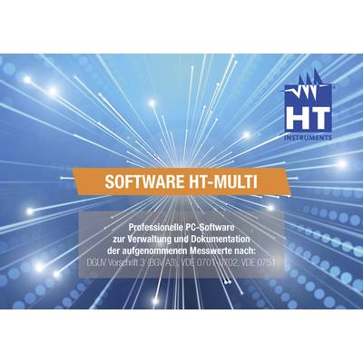 Advertising for the PC software HT-MULTI by HT Instruments for managing and documenting measured values in accordance with specific standards.