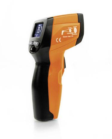 'Digital infrared thermometer with an ergonomic handle; for non-contact temperature measurement.'