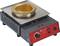 Gold melting crucible with temperature controller, ideal for melting or casting metal. Red control panel with scale and on/off switch.