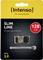 'Intenso Slim Line 3.0 USB Drive, 128 GB' on a black background with USB drive illustration.