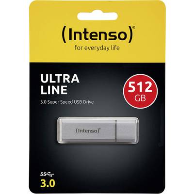Packaging of an Intenso USB drive, 'Ultra Line' model, with 512 GB capacity. Supports USB 3.0 for high data transfer speed.