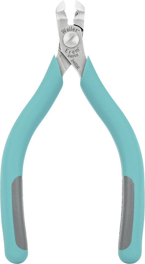 A pair of pliers with blue handles and metallic blades, suitable for cutting fine wires or for precision work.