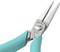 A pointed pliers with turquoise handles and a silver head, on which 'Weller Erem Swiss 5422P' is written. Suitable for precision work.