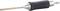 A precision tool with a ribbed, black handle and a long, slender metal probe used for soldering.