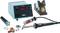 Soldering station set with digital display showing '350', soldering tip, cleaning bowl and accessories. Weller brand logo visible.