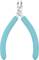 A small pair of pliers with turquoise handles and sharp, pointed blades, suitable for cutting wire or fine materials.