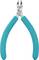 A blue wire cutting pliers with silver metal blades, suitable for precise cutting of small wires and electronic components.