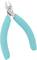 A side cutter with turquoise handles and metallic cutting blades, used for cutting wires or thin metals.