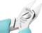 Close-up of a side cutters from the brand 'Weller Erem Swiss 512N', held by a turquoise-gloved hand.