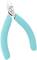 A small side cutter with turquoise, rubberised handles. The blades are silver and fine, suitable for precise cutting work.