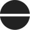 A black circle with a horizontal white stripe in the centre.