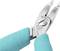 A pair of pliers with turquoise handles, suitable for precise cutting work.