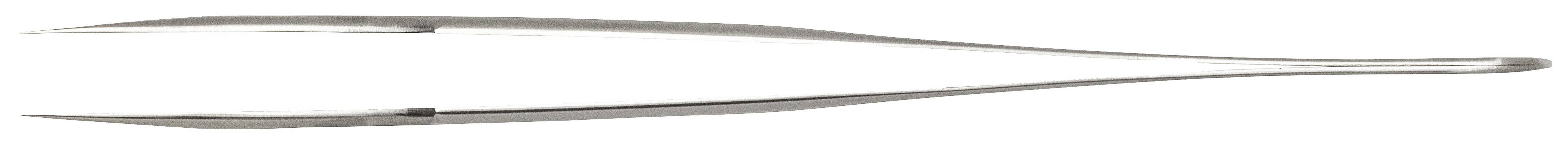 'Metal tweezers with pointed tips, suitable for precise tasks such as grasping small objects or removing splinters.'