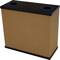 A rectangular, brown waste bin with two round insertion slots on the black top surface.