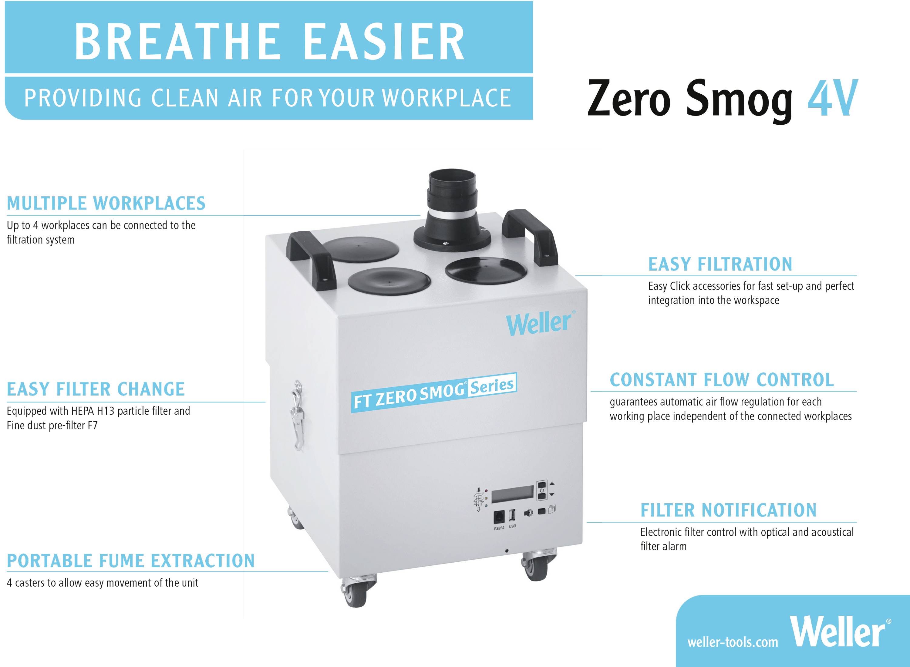 Weller Zero Smog 4V Soldering fume extractor 230 V 275 VA-2