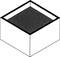 An isometric drawing of a cube with a dotted surface on the top face.