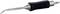 Dental instrument with a curved metal and plastic handle, used for dental treatment and teeth cleaning.